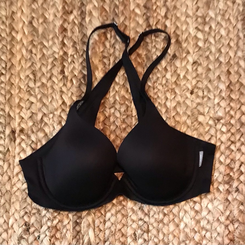 Aerie RN54485 Criss Cross Back Underwire Black Bra 34C